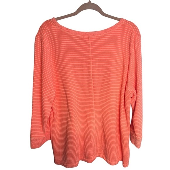 Fresh Produce Coral Striped Terry Knit Pullover‎ Top – Size XL – Made in USA - Picture 2 of 5